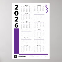 Lila Corporate Wall Calendar Poster 2026