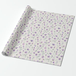 Lila Cottagecore Wildblumen Botanischer Druck Geschenkpapier