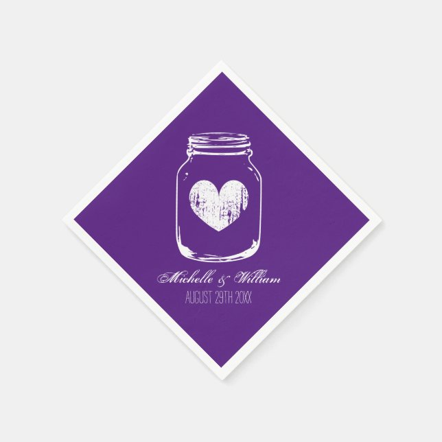Lila Country chic Maurer Glas Hochzeitsnapkins Serviette (Ecke)