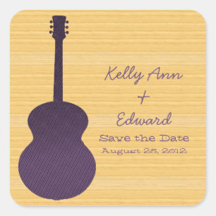 Lila Country Gitarre Save the Date Stickers