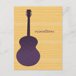 Lila Country Gitarre Tischnummer Postkarte