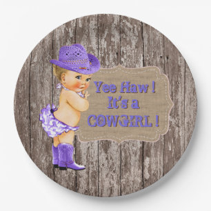 Lila Cowgirl-Baby-Shower Pappteller