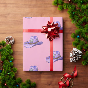 Lila Cowgirl-Hut - Rosa Hintergrund Geschenkpapier
