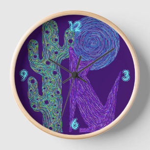 Lila Coyote Wolf Farbenfrohe Südwestgestaltung Uhr