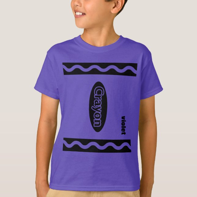 Lila Crayon Box Halloween-Party Group Kostüm T-Shirt (Vorderseite)
