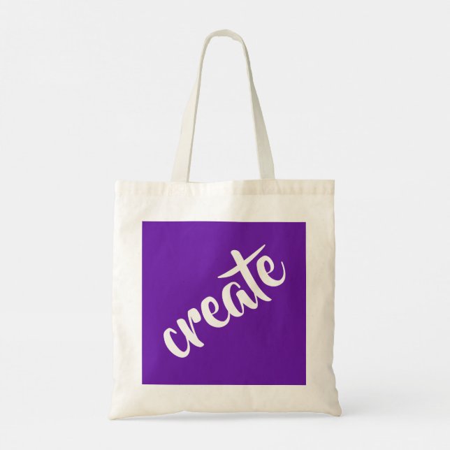 Lila "Create" Tote Bag Tragetasche (Rückseite)