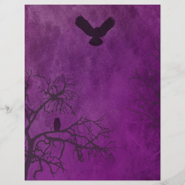 Lila Creepy Wood Halloween Scrapbook Paper (Vorderseite)