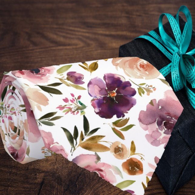 Lila Creme Blush Pink Aquarellblume Krawatte (Von Creator hochgeladen)