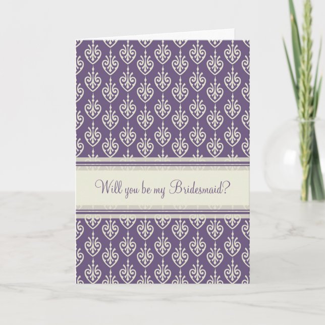 Lila Creme Bridesmaid Einladungskarte (Vorderseite)