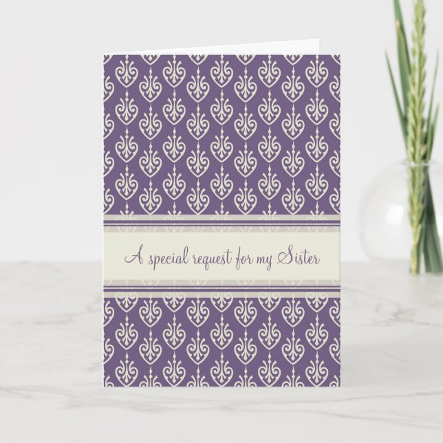 Lila Creme Bridesmaid Einladungskarte (Vorderseite)