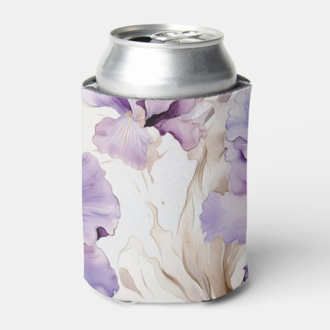 Lila Creme-Iris-Blume Dosenkühler (Kanne Vorderseite)