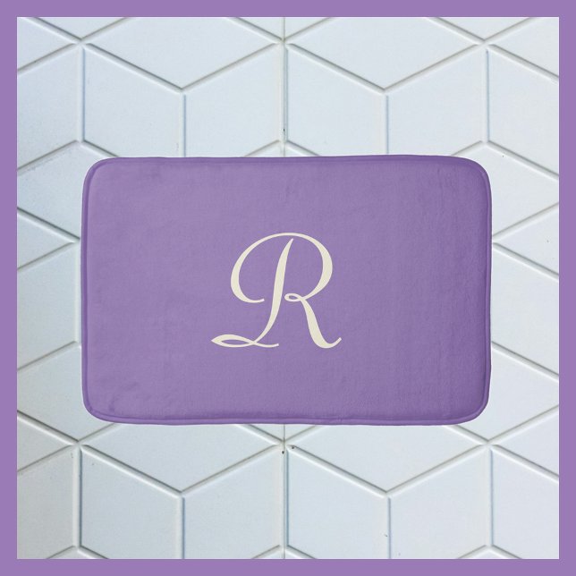 Lila & Creme Mit Monogramm Plush Bath Mat Badematte (Von Creator hochgeladen)
