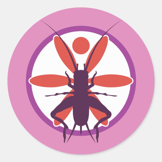 Lila Cricket- und Rotkreislauf der Blume Runder Aufkleber (Vorderseite)