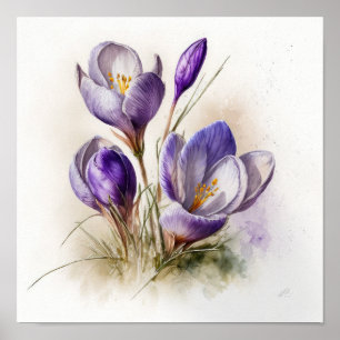 Lila Crocus Blume Art Print Poster