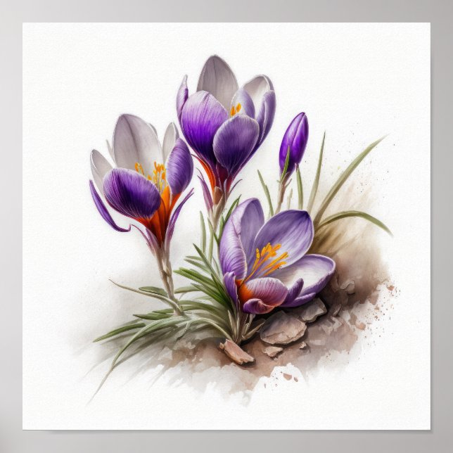 Lila Crocus Blume Art Print Poster (Vorne)