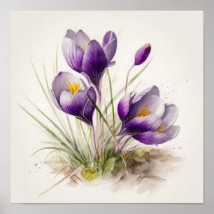 Lila Crocus Blume Art Print Poster