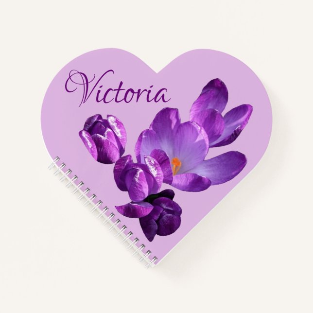 Lila Crocus floral Notizbuch (Vorderseite)