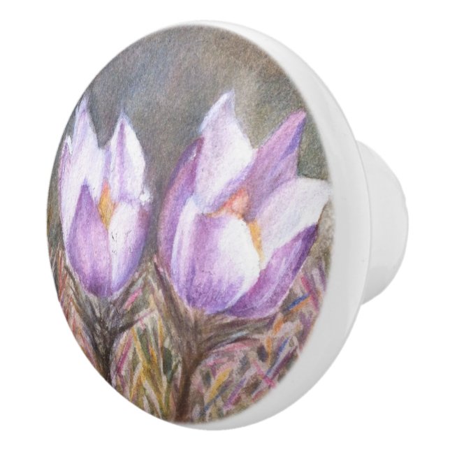 LILA CROCUSES KERAMIK KNOB KERAMIKKNAUF (Rechts)