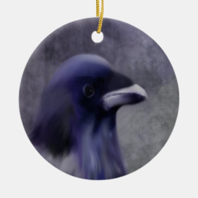 Lila Crow Portarit Keramik Ornament (Vorne)