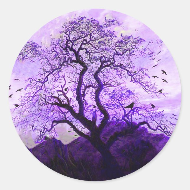 Lila Crow Tree Hills Raven Stickers (Vorderseite)