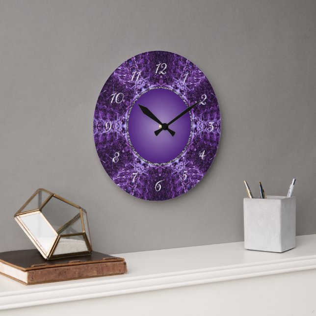 Lila Crown Jewel Große Wanduhr (Büro)