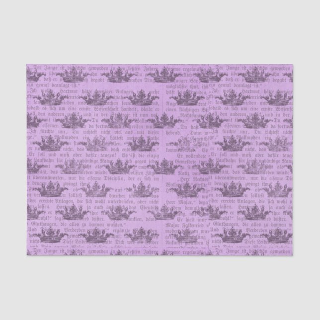 Lila Crown Newsprint Muster Seidenpapier (Vorderseite)