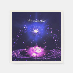 Lila Crystal Lotus Blume Stars personalisieren Serviette