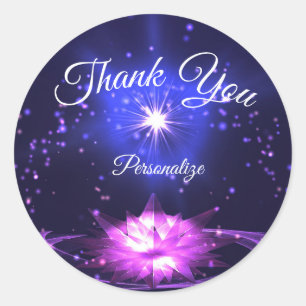 Lila Crystal Lotus Night Stars Runder Aufkleber