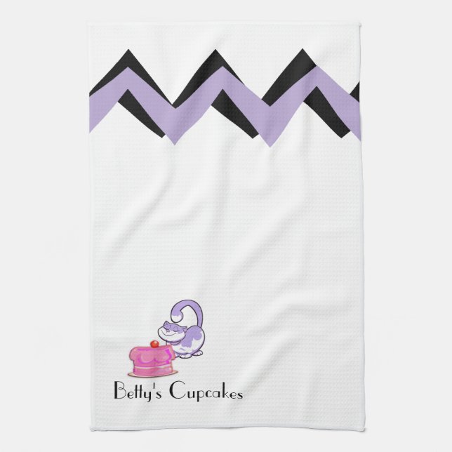 Lila Cupcake Cat Art-Deko Handtücher (Vertikal)