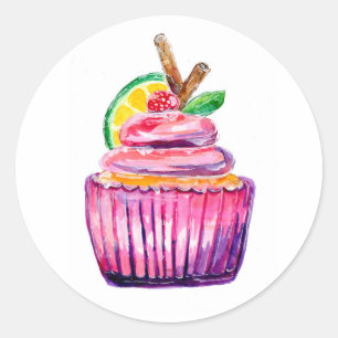 Lila Cupcake Deluxe Runder Aufkleber