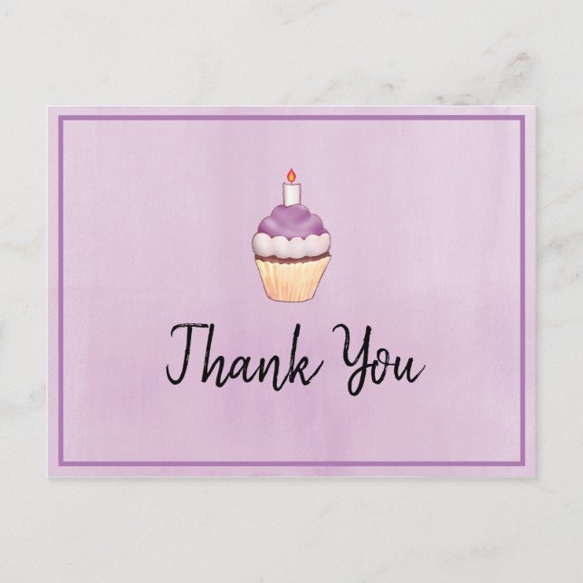 Lila Cupcake Geburtstag Vielen Dank Postkarte (Vorderseite)
