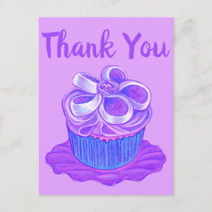 Lila-Cupcake-Teller-Dankeschön-Postkarte Postkarte