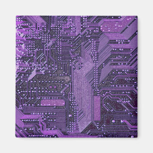 Lila Cyber-Schaltplatine Tech Elektronik Magnet