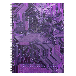 Lila Cyber-Schaltplatine Tech-Kunst Elektronik Notizblock
