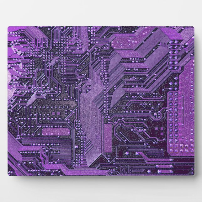Lila Cyberschalttafel Tech Art Electronics Fotoplatte (Vorderseite)