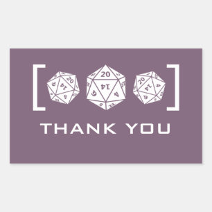 Lila D20 Dice-Gamer Danke an die Aufkleber