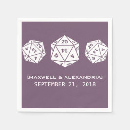 Lila D20 Dice Gamer Wedding Paper Napkins Serviette