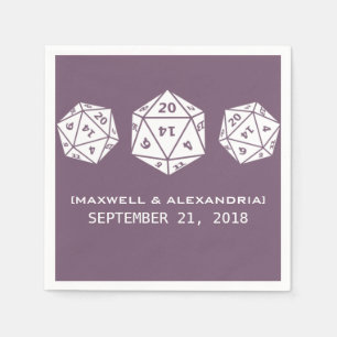 Lila D20 Dice Gamer Wedding Paper Napkins Serviette