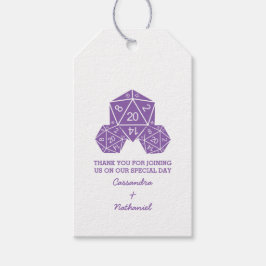 Lila D20-Dice-Hochzeitsmarken Geschenkanhänger