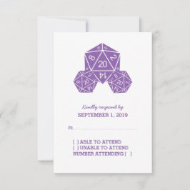 Lila D20-Würfel-Antwortkarte RSVP Karte