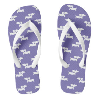 Lila Dackel Hund Drehte Flop Shoes Flip Flops