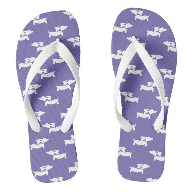 Lila Dackel Hund Drehte Flop Shoes Flip Flops (Fußbett)