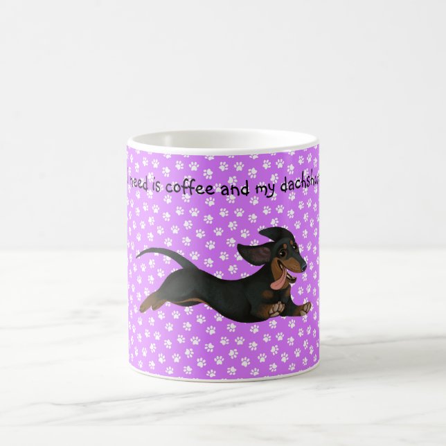 Lila Dackel Kaffeemaschine Tasse Druckmuster (Mittel)
