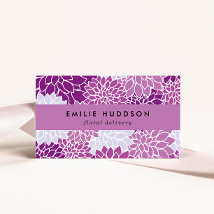 Lila Dahlia-Blume, Floristi, Blume Shop Visitenkarte