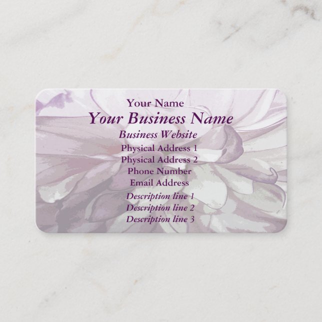 Lila Dahlia Design Business Card Visitenkarte (Vorderseite)