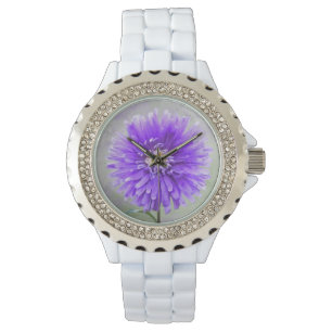 Lila Dahlia in Wasserfarbe Armbanduhr