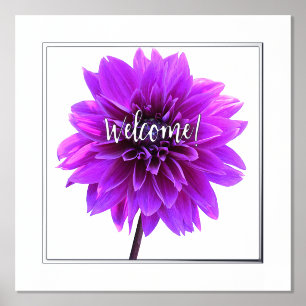 Lila Dahlia w Foil Welcome & Edge Print Poster