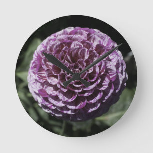 Lila Dahlia-Wall-Uhr Runde Wanduhr
