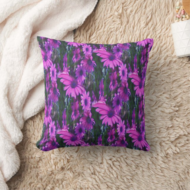 Lila Daisies Abstrakte Blumenpracht Kissen (Decke)