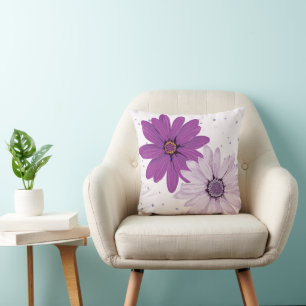 Lila Daisis & Dots   Custom Floral Throw Pillow Kissen